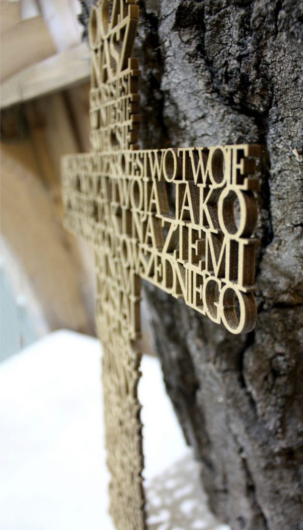 Krzyż drewniany modlitwa w kształcie krzyza ze sklejki