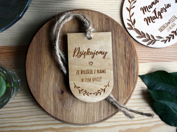 Drewniane etykietki podziękowanie dla gości ślubne